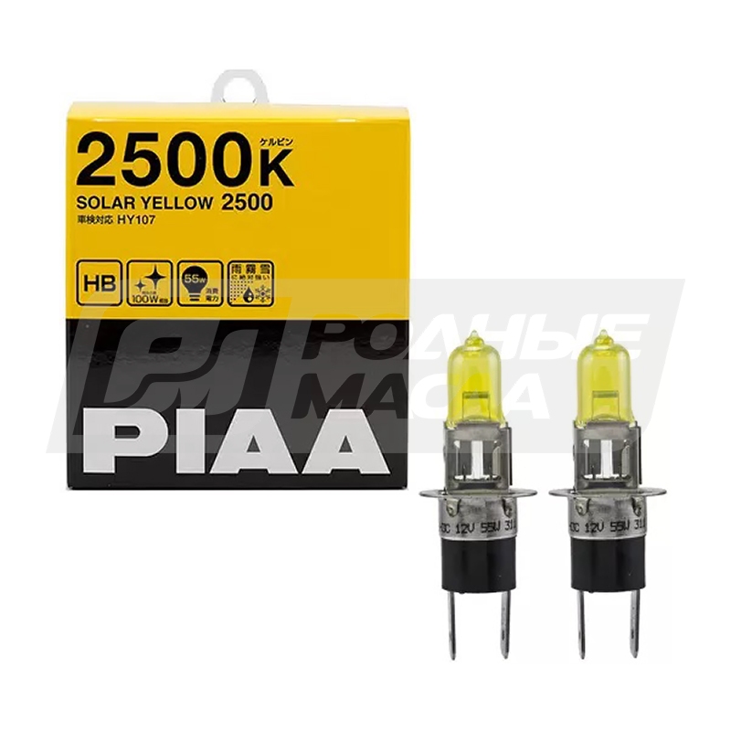 PIAA Solar Yellow H3c 12V 55W P22d/5 T12, набор 2шт HY104H3C